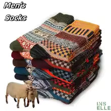 ethnic style men's wool socks mid-calf socks