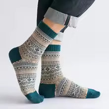 ethnic style men's wool socks mid-calf socks