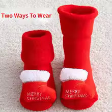 Infant Christmas Santa Claus Warm Slippers Children Sock Newborn